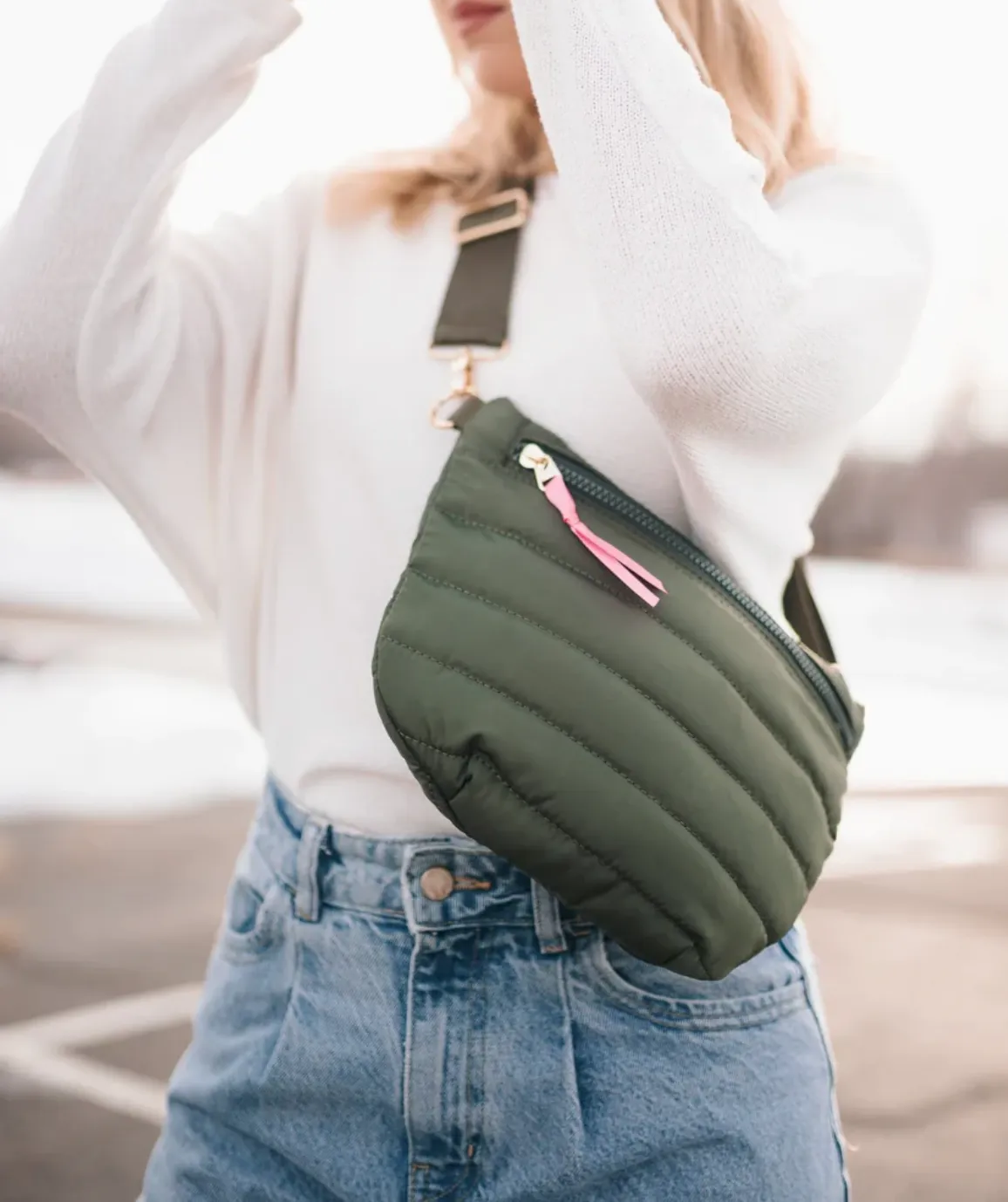 Jolie - Puffer Belt Bag - Olive