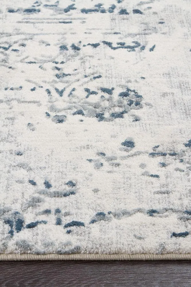 Kendra Farah Distressed Contemporary Rug White Blue Grey
