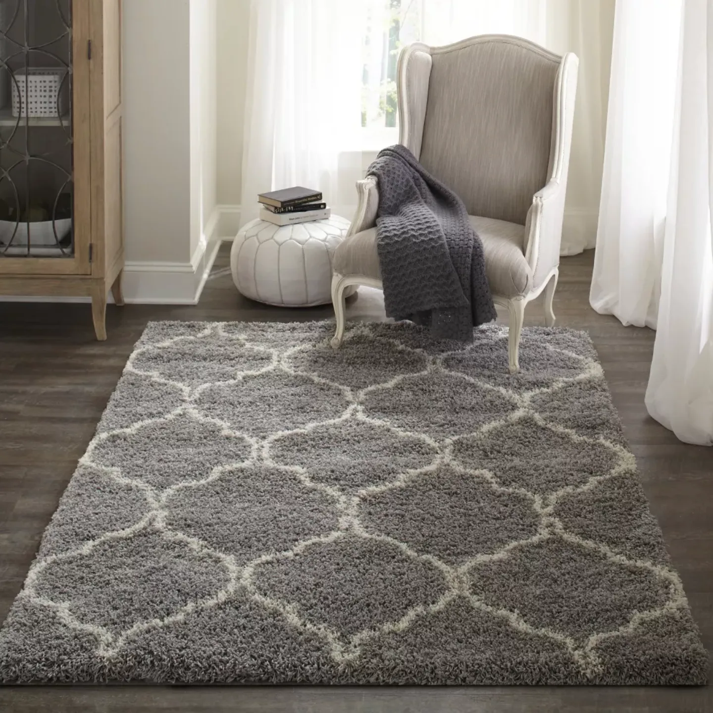 Le Maya | Modern Shaggy Luxury Geometric Grey Area Rug 7'10" X 9'10"