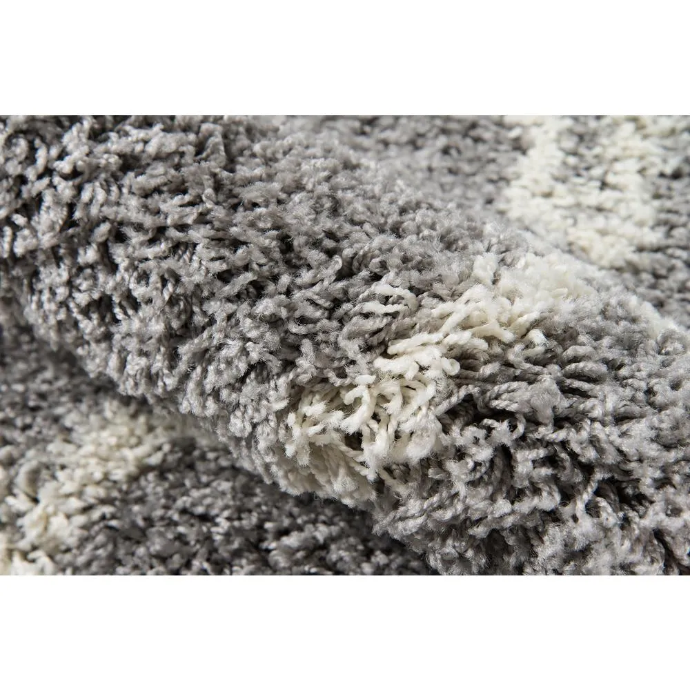 Le Maya | Modern Shaggy Luxury Geometric Grey Area Rug 7'10" X 9'10"