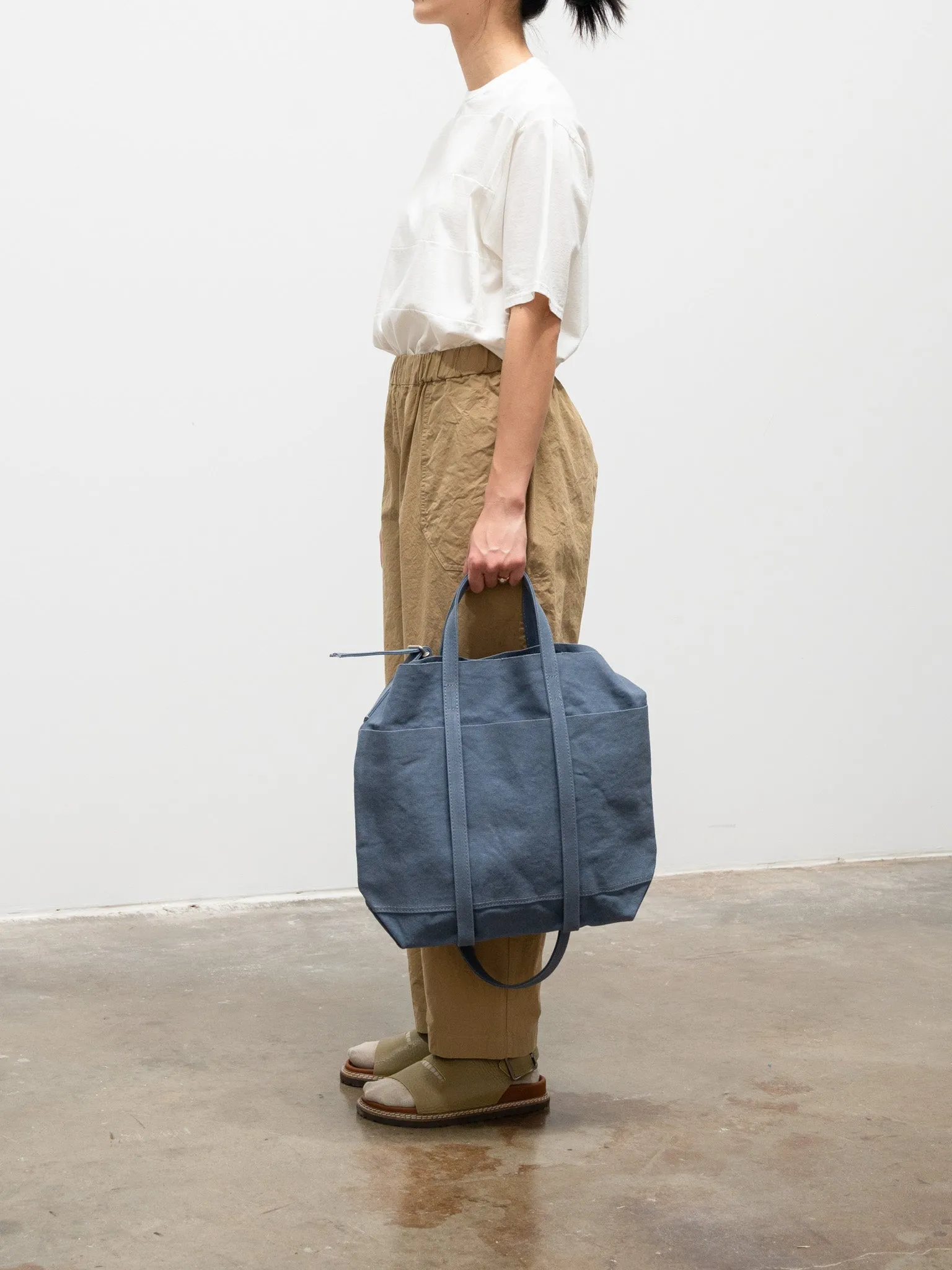 Light Canvas 2-Way Tote Medium - Blue Gray