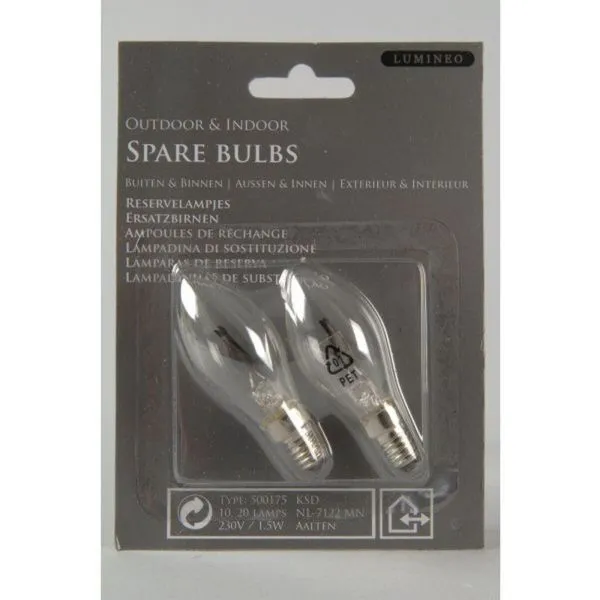 Lumineo Warm White 230V 1.5W Spare Bulbs for Candle Bridges (Pack of 2)