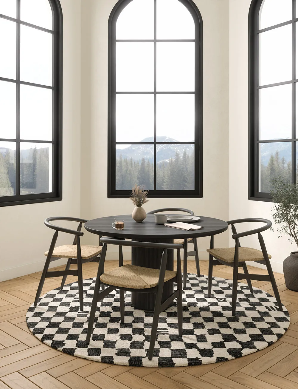 Metro Checkered Black & White Rug