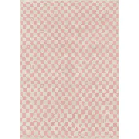 Metro Checkered Malibu Pink & White Rug