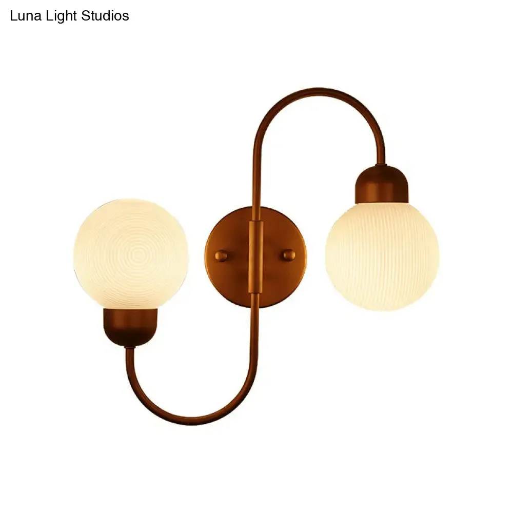 Modern White Glass Wall Mounted Light - 2-Head Spherical Wall Sconce for Living Room