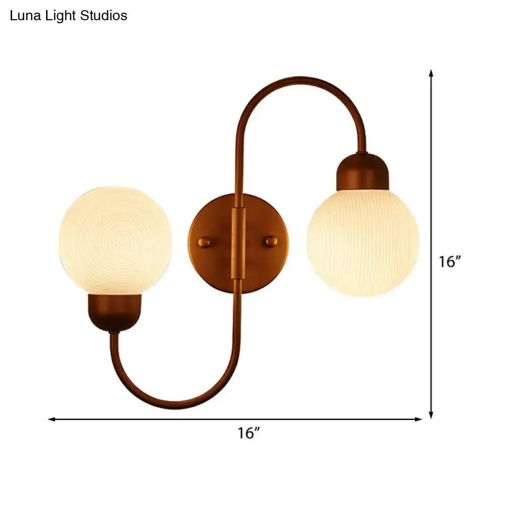 Modern White Glass Wall Mounted Light - 2-Head Spherical Wall Sconce for Living Room