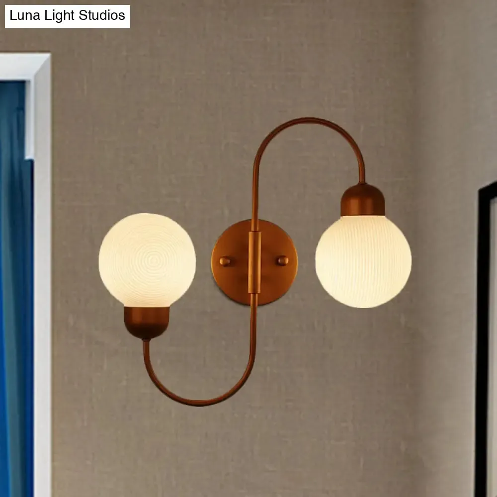 Modern White Glass Wall Mounted Light - 2-Head Spherical Wall Sconce for Living Room