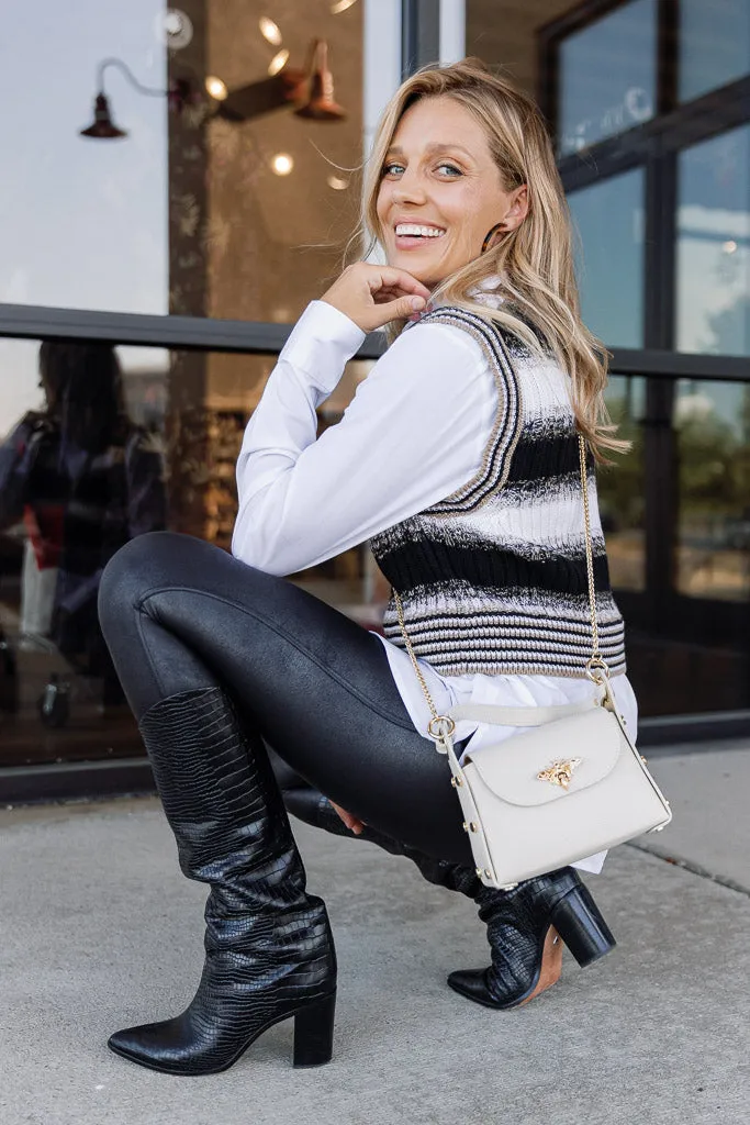 Nina Pebbled Leather Hand Bag, Almond