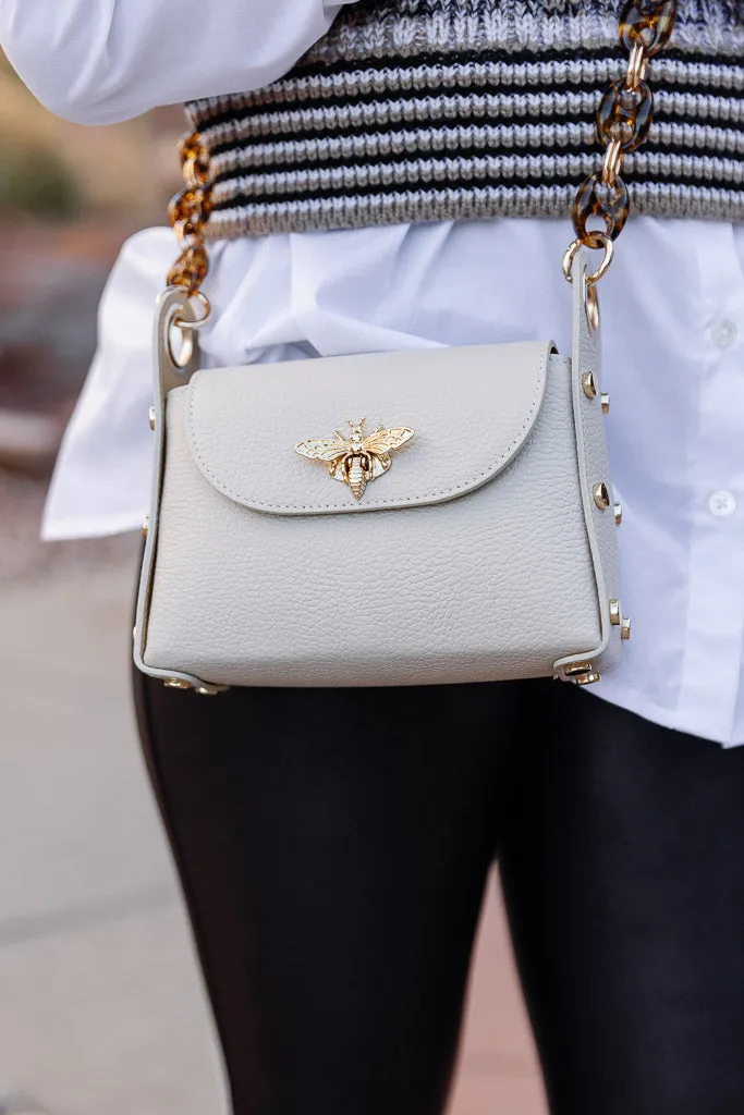 Nina Pebbled Leather Hand Bag, Almond