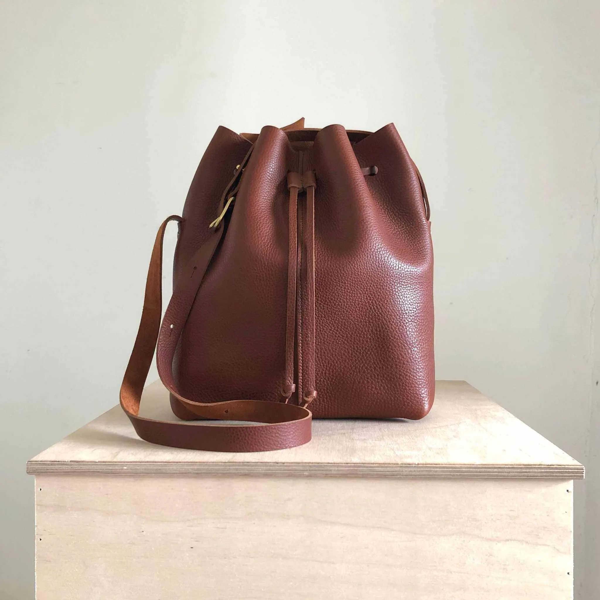 Nomad Maxi Leather Bucket Bag (Extra Deep) in Black or Tan