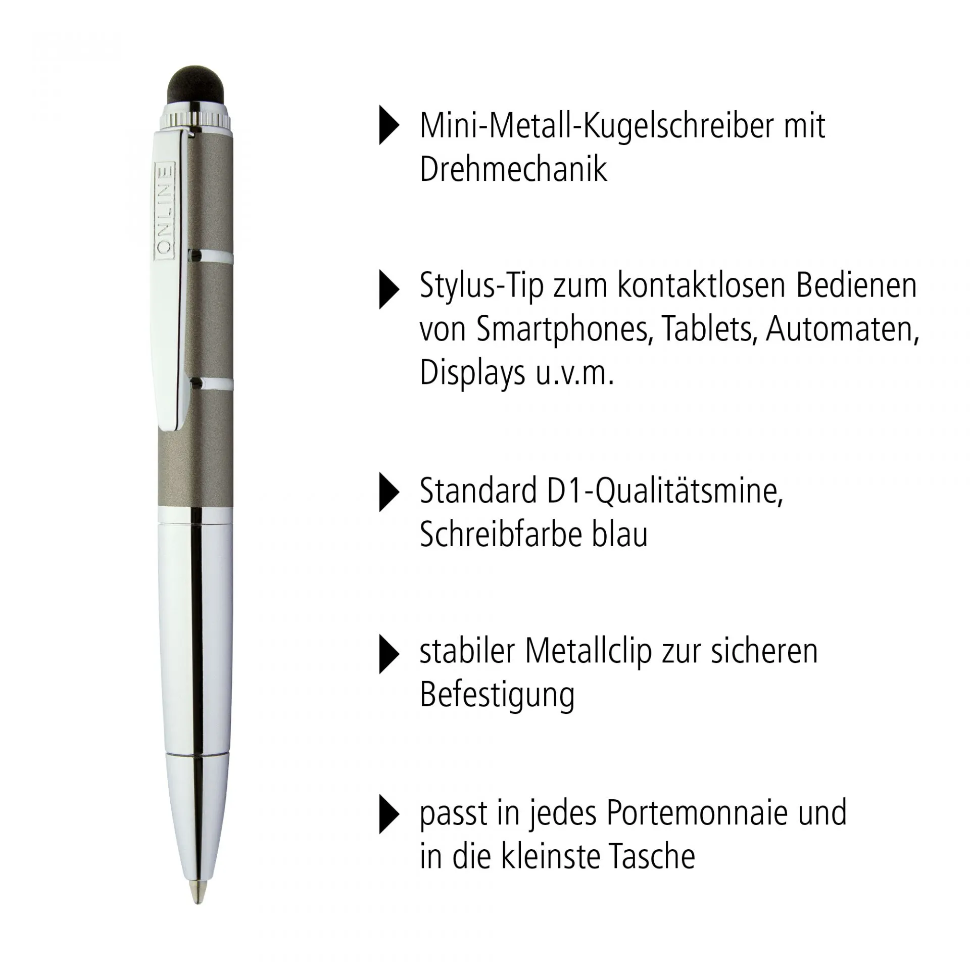 Online Piccolo Ballpoint Pen - Metallic Orange (Mini Sized with Stylus)