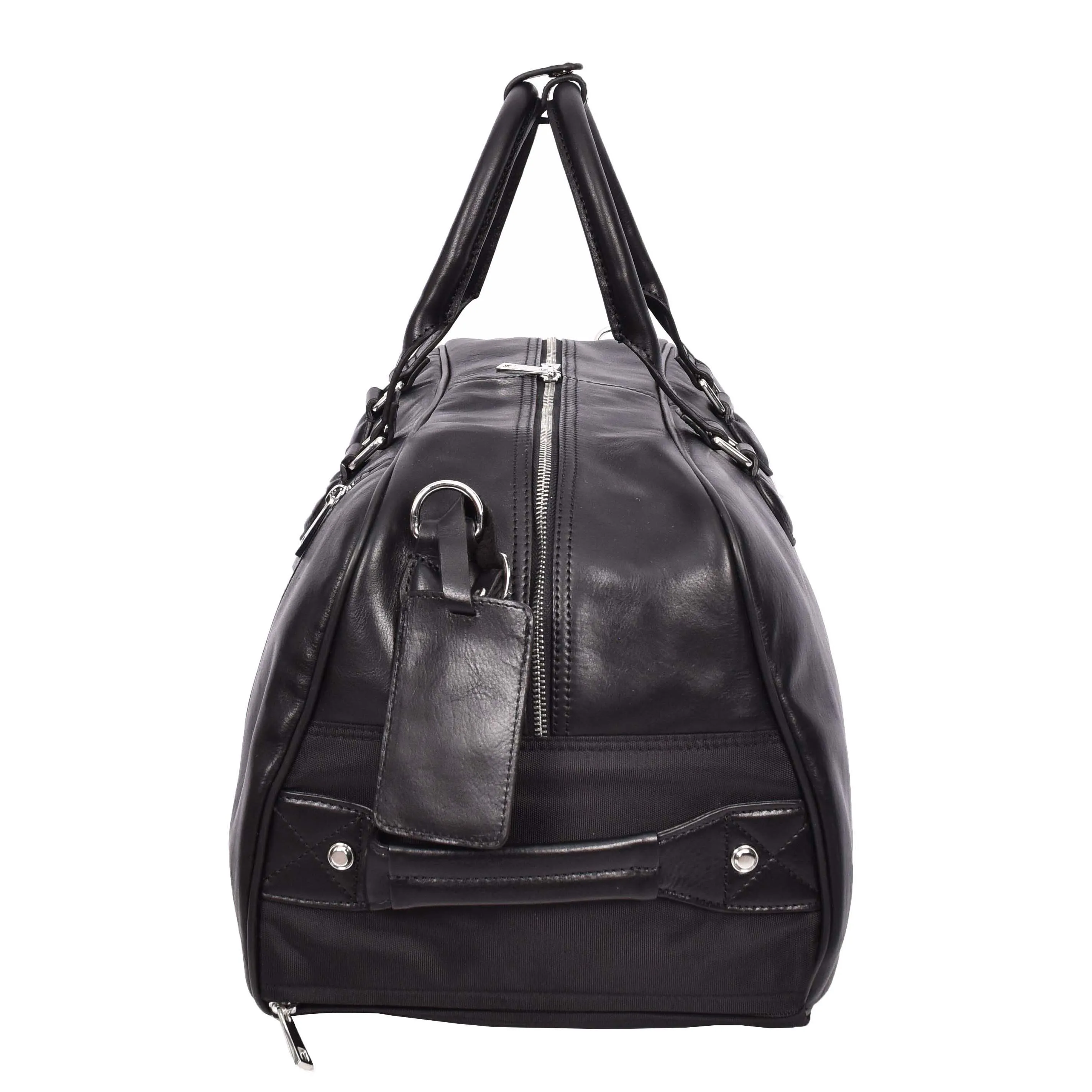 Premium Leather Wheeled Holdall Cabin Size Weekend Travel Duffle Bag AL50 Black