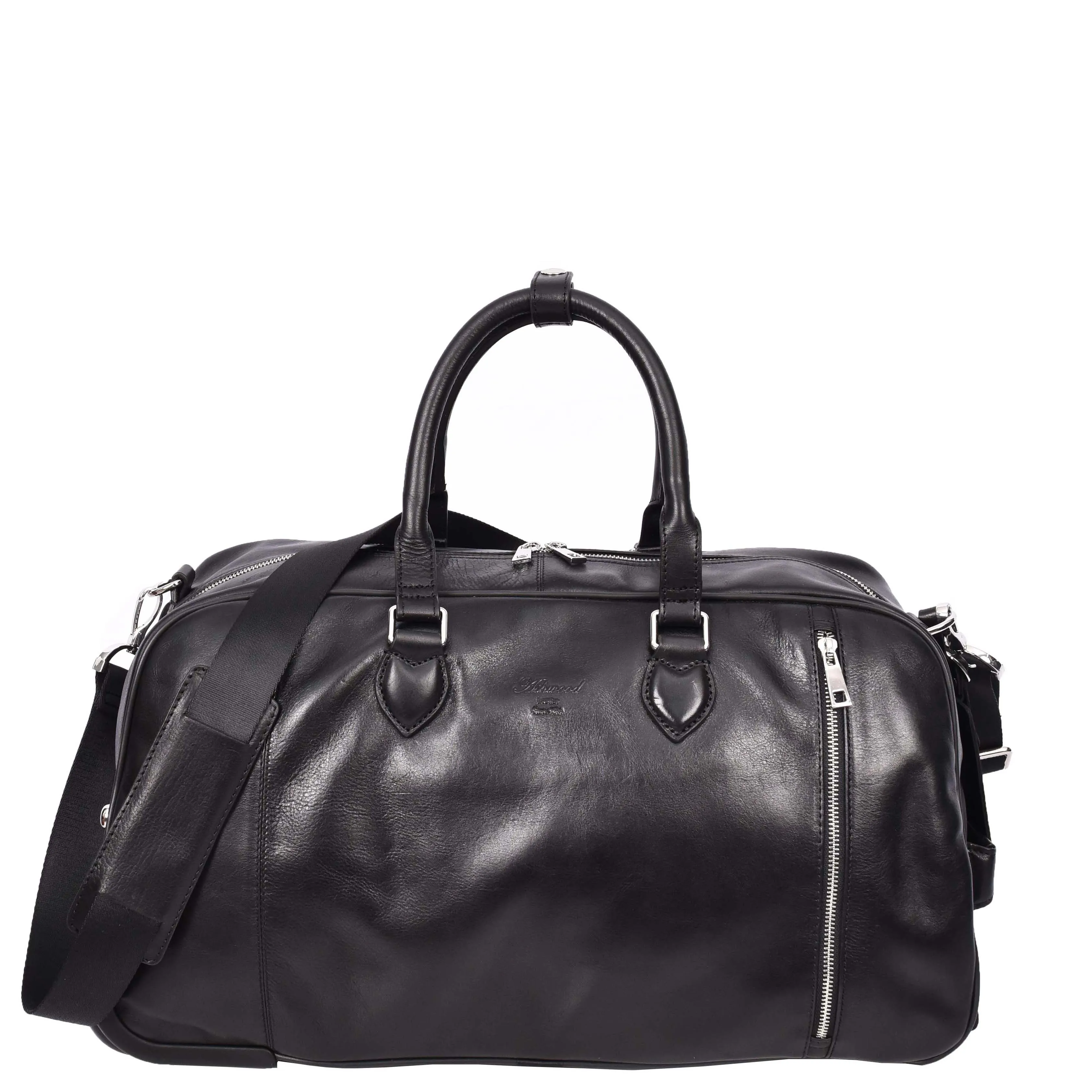 Premium Leather Wheeled Holdall Cabin Size Weekend Travel Duffle Bag AL50 Black
