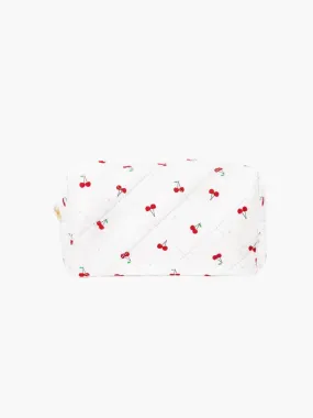 Quilted Cotton Cherry Print Cosmetic Bag