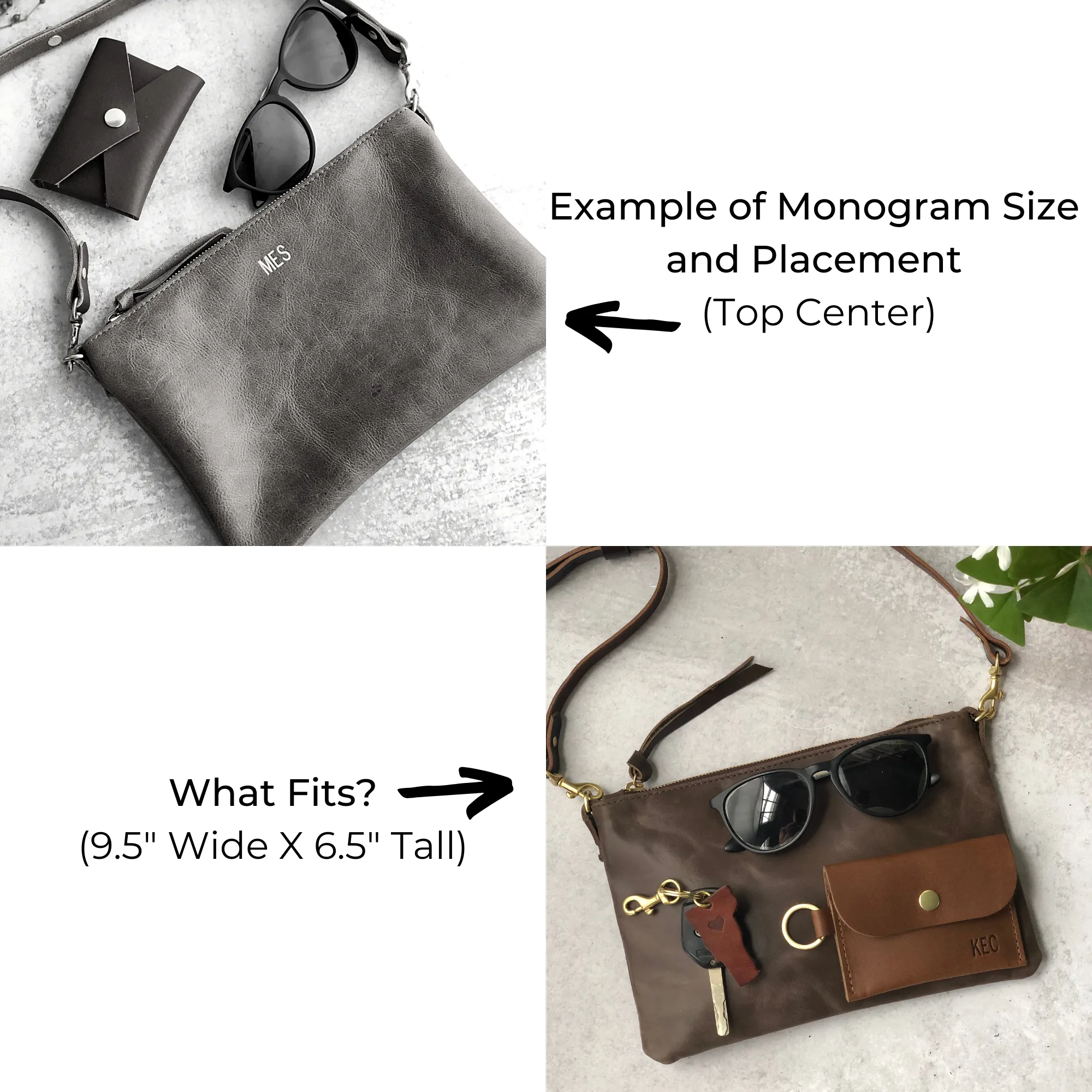 Small Leather Crossbody Clutch Bag - Beige