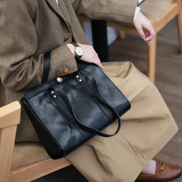 Stylish Womens Black Shoulder Purse Genuine Leather Tote Bags
