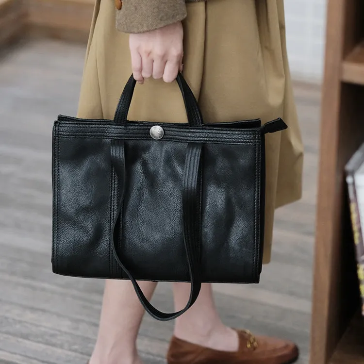 Stylish Womens Black Shoulder Purse Genuine Leather Tote Bags
