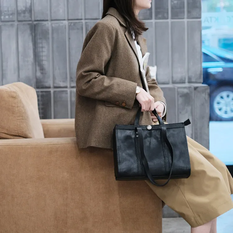 Stylish Womens Black Shoulder Purse Genuine Leather Tote Bags