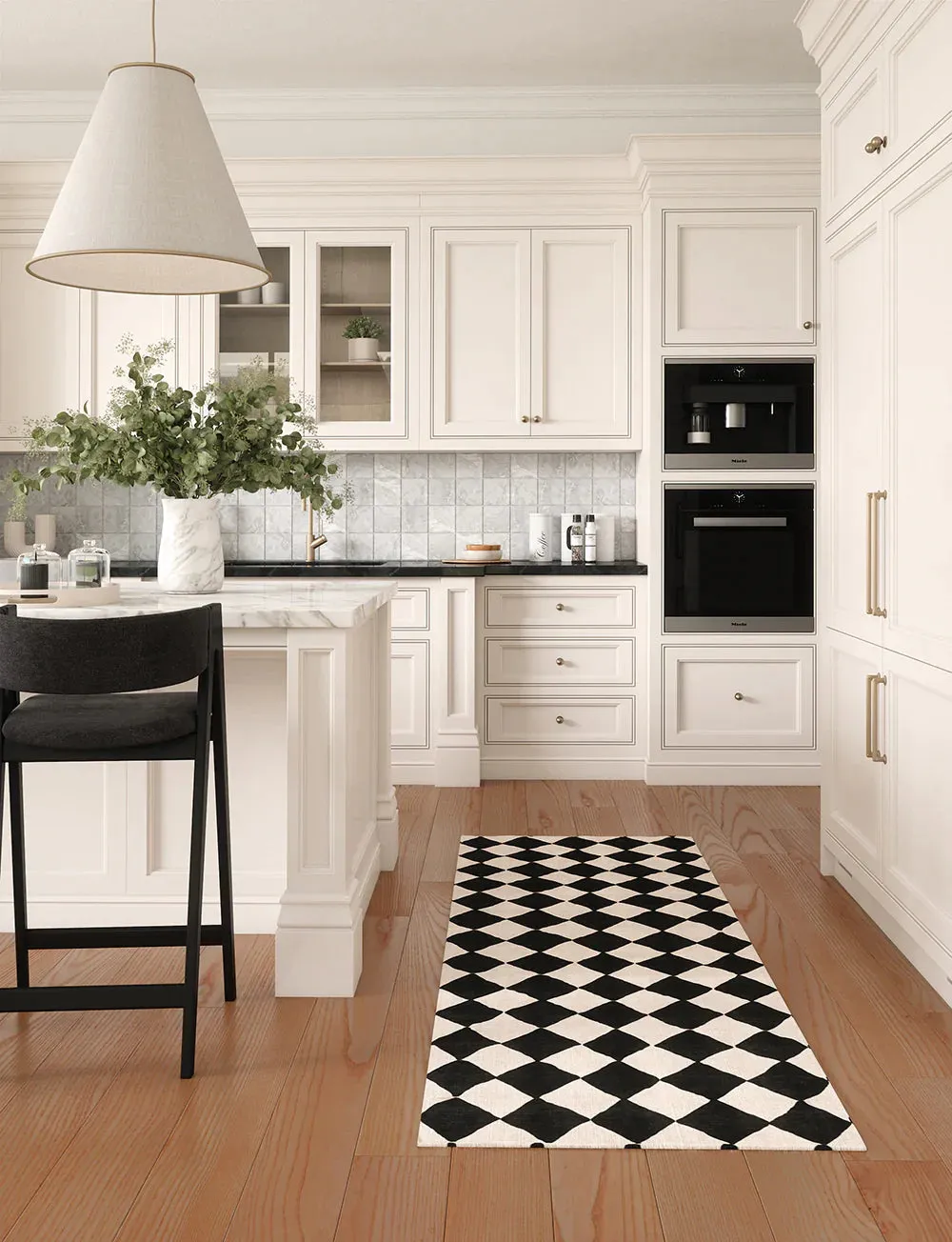 Trestres Checkered Black & Ivory Rug
