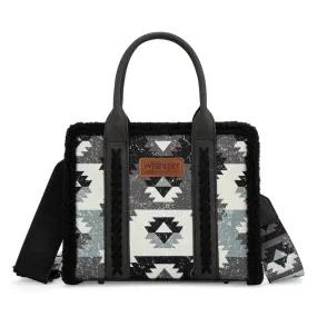 Wrangler Black Sherpa Southwestern Small Canvas Tote/Crossbody - WG166-8120SBK